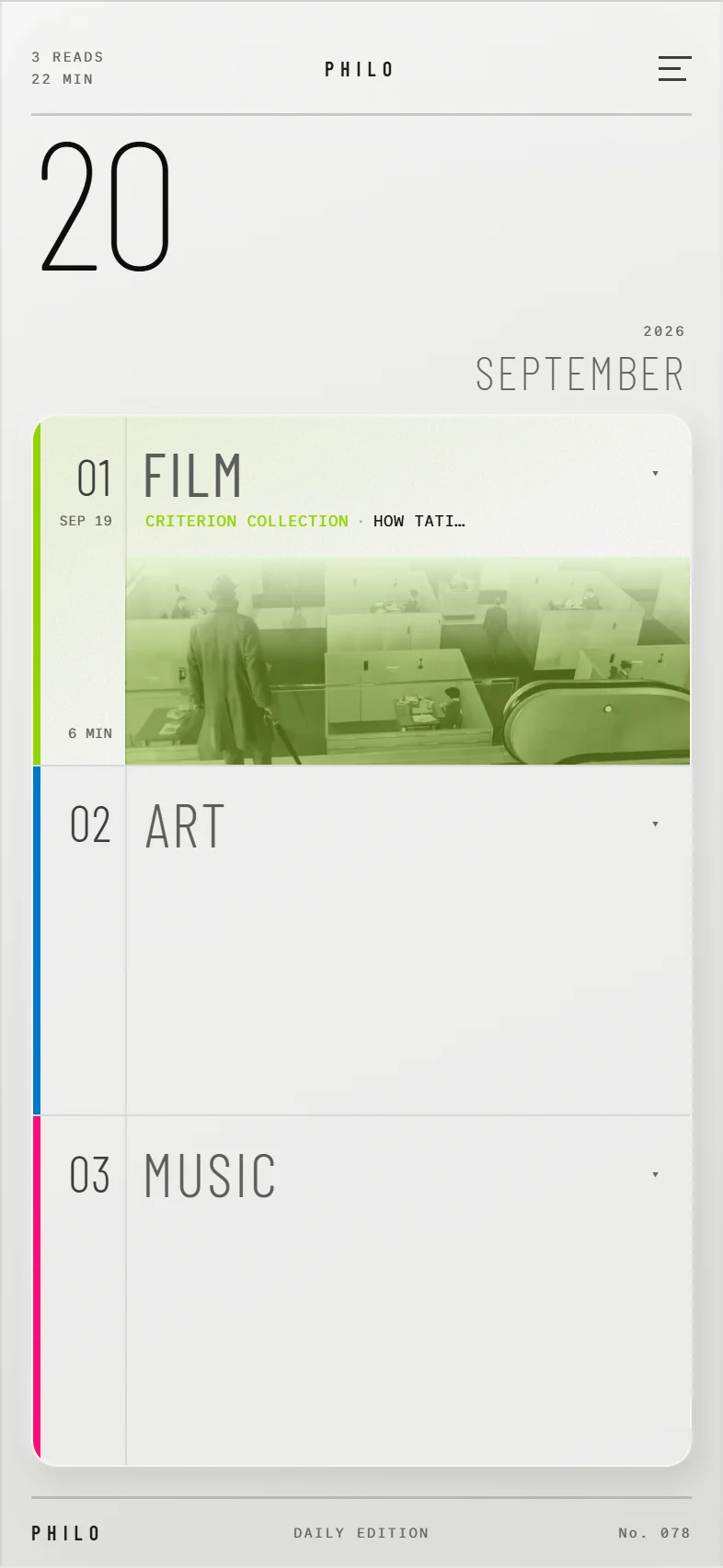 The Daily Edition at the start of the Film panel expansion, 0 milliseconds.